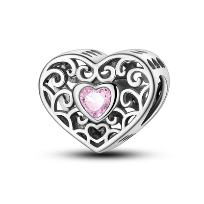 Rosa Charms aus 925er-Sterlingsilber, Perlen, Schmetterling, Parfümflasche, Krone, herzförmiger Zirkon, Charms für Frauen, feiner DIY-Schmuck, Geschenke