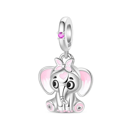Heißer Verkauf 925er Sterlingsilber, bunter und funkelnder Elefant, baumelnder Charm für Armband, schöner Schmuck, Accessoires, Geschenke