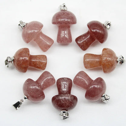 15 stücke Natürliche Stein Anhänger Quarz Kristall Amethyst Achate Aventurin Pilz Stein Anhänger für DIY Machen Zubehör