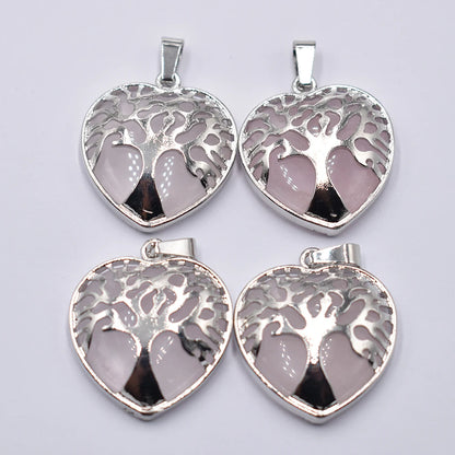 Großhandel 12 teile/los Mode natürliche Amethyste Lapis Herz Legierung Baum des Lebens Anhänger für Schmuck Zubehör Markierung kostenlos