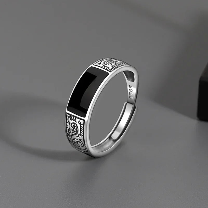 Retro Poseidon Kompass Ring versilbert Hexagramm Öffnung verstellbarer Ring Männer und Frauen Hip-Hop Trend Schmuck Geschenk
