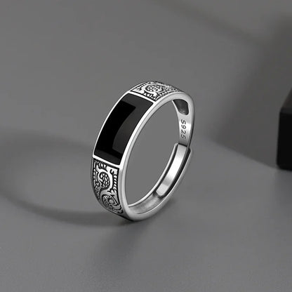 Retro Poseidon Kompass Ring versilbert Hexagramm Öffnung verstellbarer Ring Männer und Frauen Hip-Hop Trend Schmuck Geschenk
