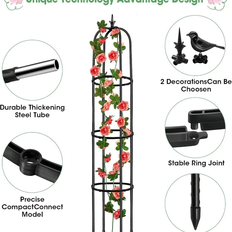 Turm-Obelisk Garten-Rankgitter Kletterpflanzen-Rostschutz Metall-Pflanzgefäß-Kletterstütze für Innen- und Außenbereich Blumen Gemüse