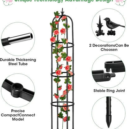 Turm-Obelisk Garten-Rankgitter Kletterpflanzen-Rostschutz Metall-Pflanzgefäß-Kletterstütze für Innen- und Außenbereich Blumen Gemüse