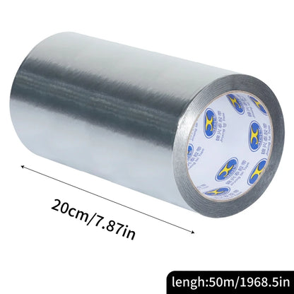 Aluminiumfolienband 50m, 50µ/0,05mm, Stark Klebend für Abdichtung, Isolierung, Hitzebeständigkeit, Verschiedene Breiten (2-20cm) für HVAC