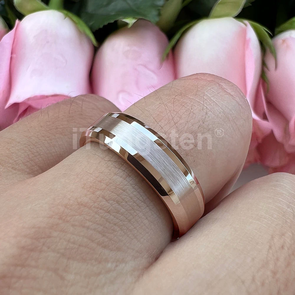 iTungsten 6mm 8mm Wolframkarbid-Fingerring für Herren und Damen, Verlobung, Ehering, Modeschmuck, I Love You, graviert, bequeme Passform