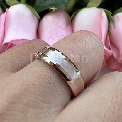 iTungsten 6mm 8mm Wolframkarbid-Fingerring für Herren und Damen, Verlobung, Ehering, Modeschmuck, I Love You, graviert, bequeme Passform