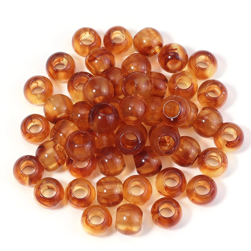 10-200PCS Imitation Bernstein Perlen Runde Acryl Perlen Lose Große Loch Spacer Perlen Für Schmuck Machen DIY Armband halskette