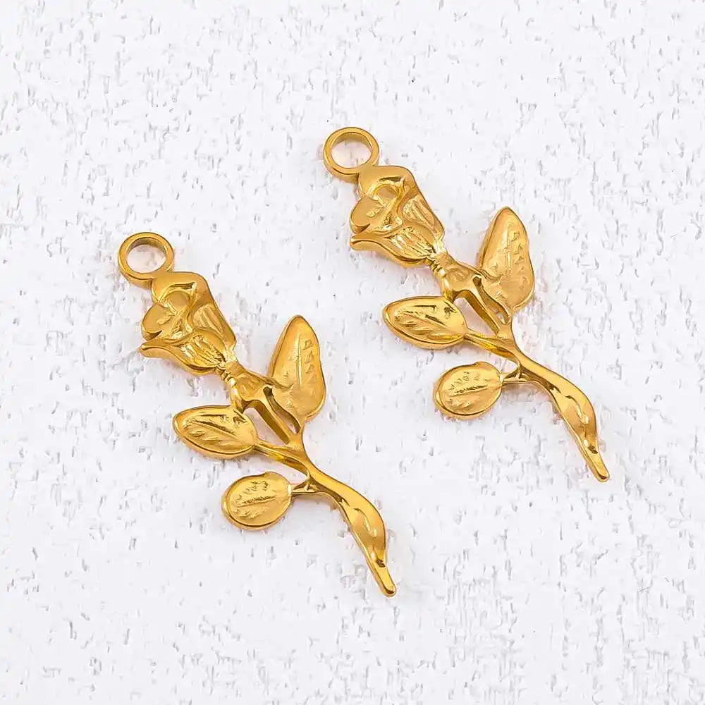 2 Stück 5 Stück Edelstahl Blume Schmetterling Liebe Herz Schleife Anhänger für DIY Halskette Ohrring Geschenk Schmuckherstellung Zubehör