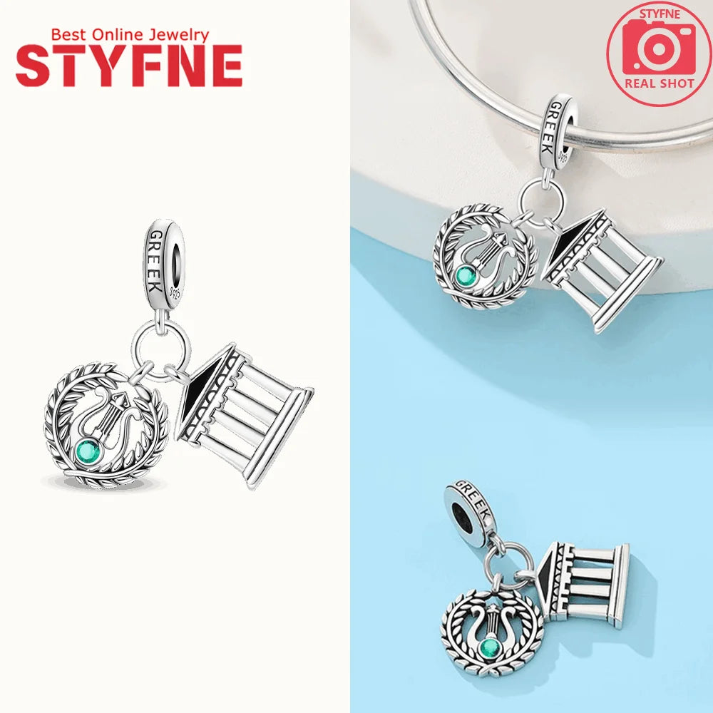 Neue Charms aus 925er Silber, griechischer Tempel, Pariser Turm, London, Big Ben, Perlenanhänger, passend für Original-Armbänder, DIY, kultureller edler Schmuck, Geschenk