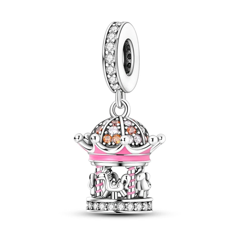 Neue 2025 925 Sterling Silber Charms Perlen Liebe Herz Rosa Original Charm Anhänger Fit Charm Armbänder DIY Schmuck Geburtstag Geschenk