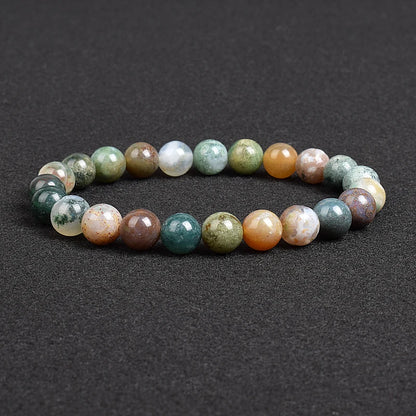 Genuine natural stone bracelet: Apatite, Lapis Lazuli, Agate, Crystal, Tiger's Eye. High-quality gemstone bead bracelet. Men's jewelry bangle.