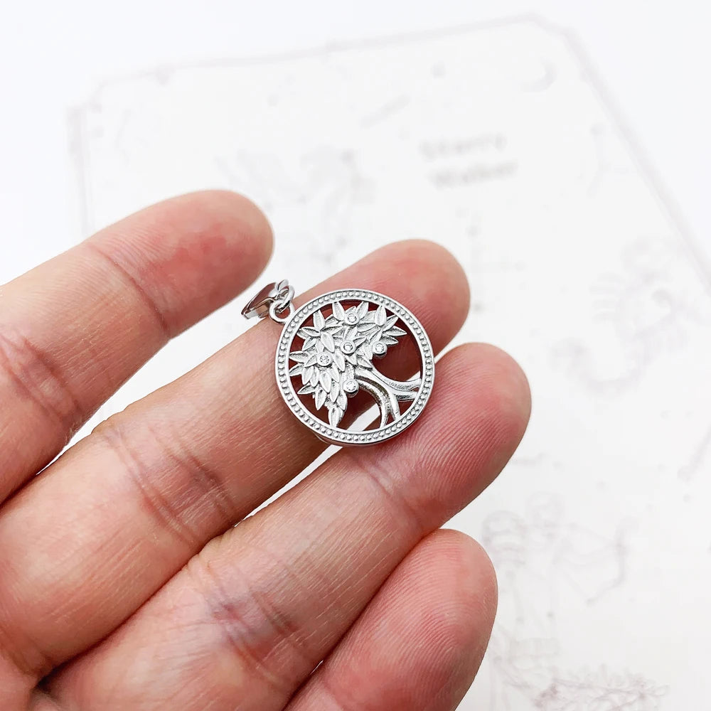Baum des Lebens Runde Anhänger Charme Frühling 925 Sterling Silber Elegante Frauen Mädchen Schmuck Geschenke Dropshipping