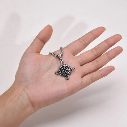 Vnox Vintage keltische Knoten-Halsketten für Männer und Frauen, nordischer Nord-Eur-Amulett-Anhänger aus Edelstahl, Triquetra-Hexenknoten-Kragen