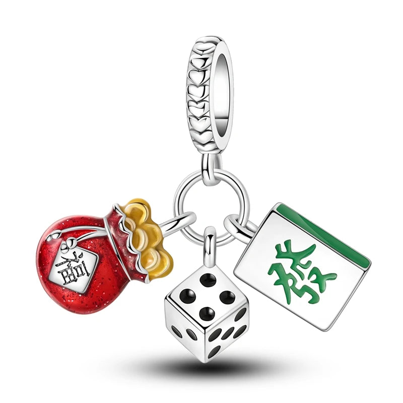 Glücksbringer aus 925er-Sterlingsilber, Geldbaum, glückliche Katze, Gott des Reichtums, Dollar-Schatz-Charm, passend für DIY-Armbänder, Halsketten, viel Glück, Wunschgeschenk
