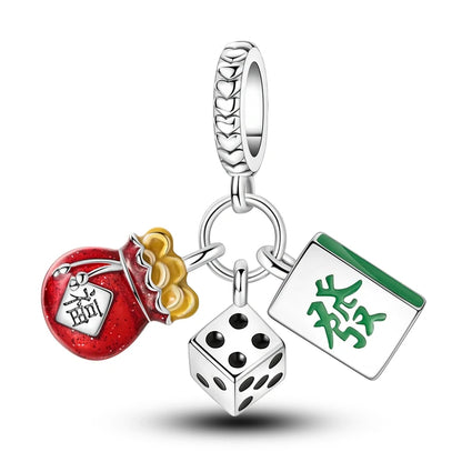Glücksbringer aus 925er-Sterlingsilber, Geldbaum, glückliche Katze, Gott des Reichtums, Dollar-Schatz-Charm, passend für DIY-Armbänder, Halsketten, viel Glück, Wunschgeschenk