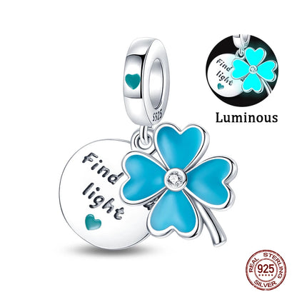 Passend für Qikaola 925 Original-Armbänder, blauer Zirkon, Eule, leuchtende Meeresschildkröte, Oktopus, 925er Silber, Charms, Perlen, DIY, Geburtstag, Schmuck, Geschenk