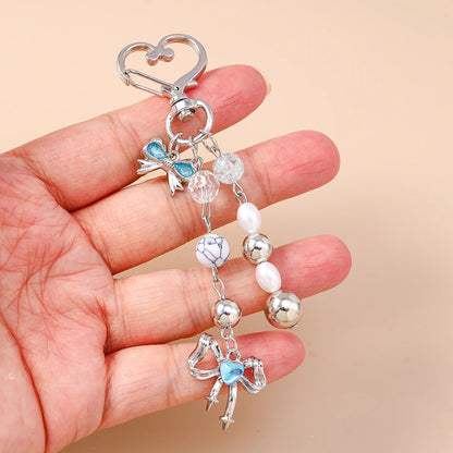 Aihua süße Y2K Metall Perle Liebe Herz Schleife Schlüsselanhänger für Frauen Mädchen Handtasche Anhänger DIY Schlüsselanhänger handgemachte Schmuck Geschenke