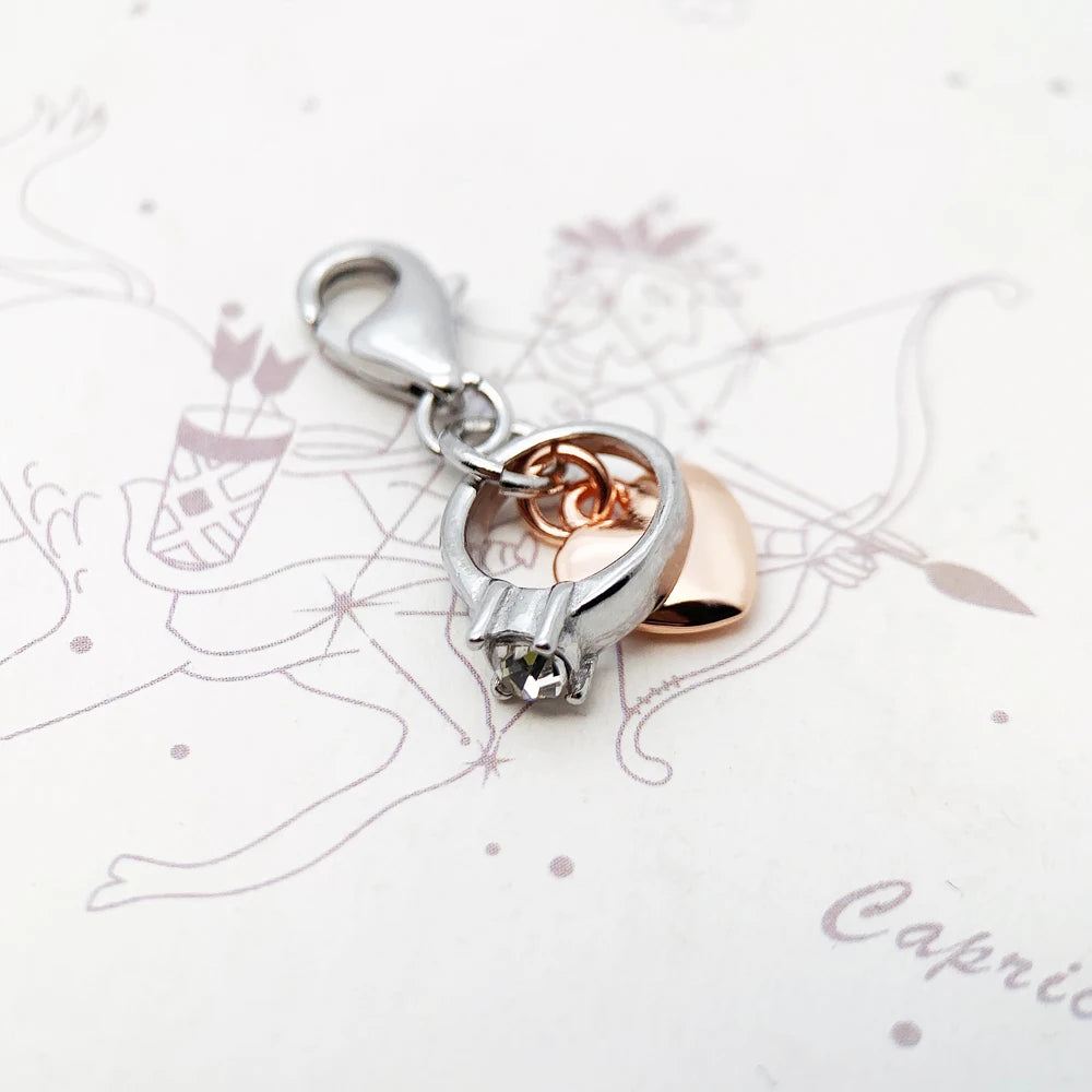 925 Sterling Silber Romantische Hochzeit Ring & Rose Gold Farbe Herz Anhänger Charme Für Frauen Neue Mode Schmuck