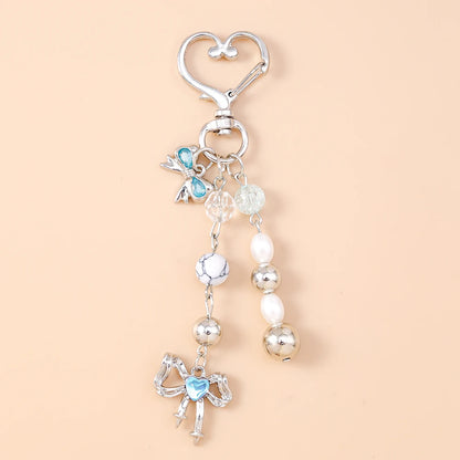 Aihua süße Y2K Metall Perle Liebe Herz Schleife Schlüsselanhänger für Frauen Mädchen Handtasche Anhänger DIY Schlüsselanhänger handgemachte Schmuck Geschenke