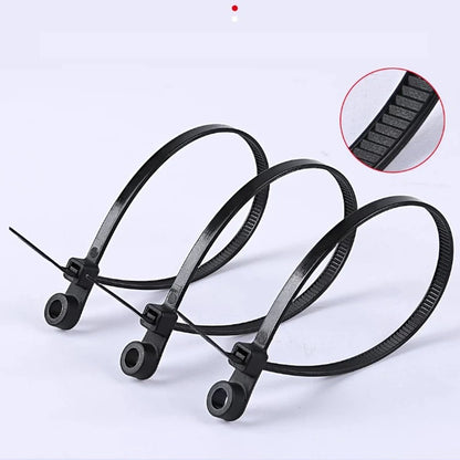 100/1000 Stück Kabelbinder mit Schraubenloch, wiederverwendbar, feste Nylon-Kabelbinder, selbstsichernde Kabelbinder, Riemen, Befestigungsschlaufe, Büro-Organizer