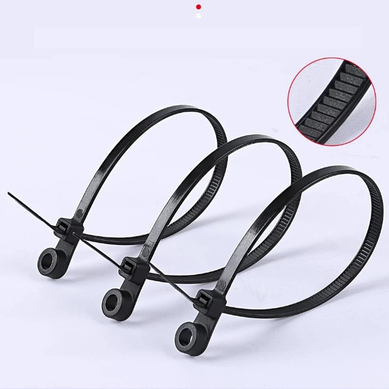 100/1000 Stück Kabelbinder mit Schraubenloch, wiederverwendbar, feste Nylon-Kabelbinder, selbstsichernde Kabelbinder, Riemen, Befestigungsschlaufe, Büro-Organizer