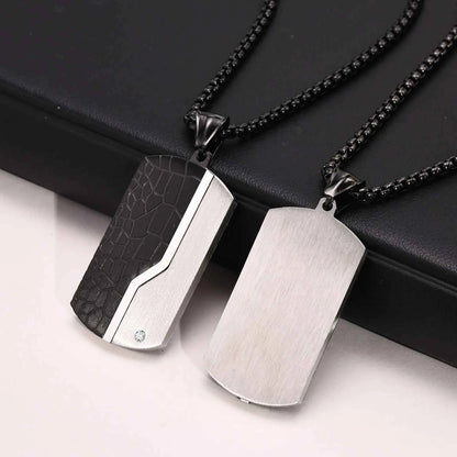 Vnox Herren-Halskette mit Erkennungsmarken-Anhänger aus Edelstahl, geometrische Hundemarken-Halsketten, Geschenk für Ihn, Schmuck