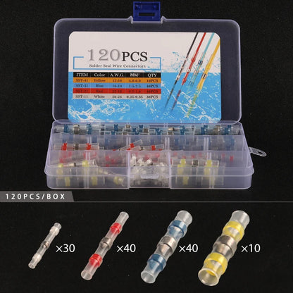 50/100/120/150/250/400 Stück verpackt 26–10 AWG 0,25–6 mm wasserdichte Lötdichtungshülse Spleißklemmen Wärmeschrumpf-Zinn-Stoßverbinder