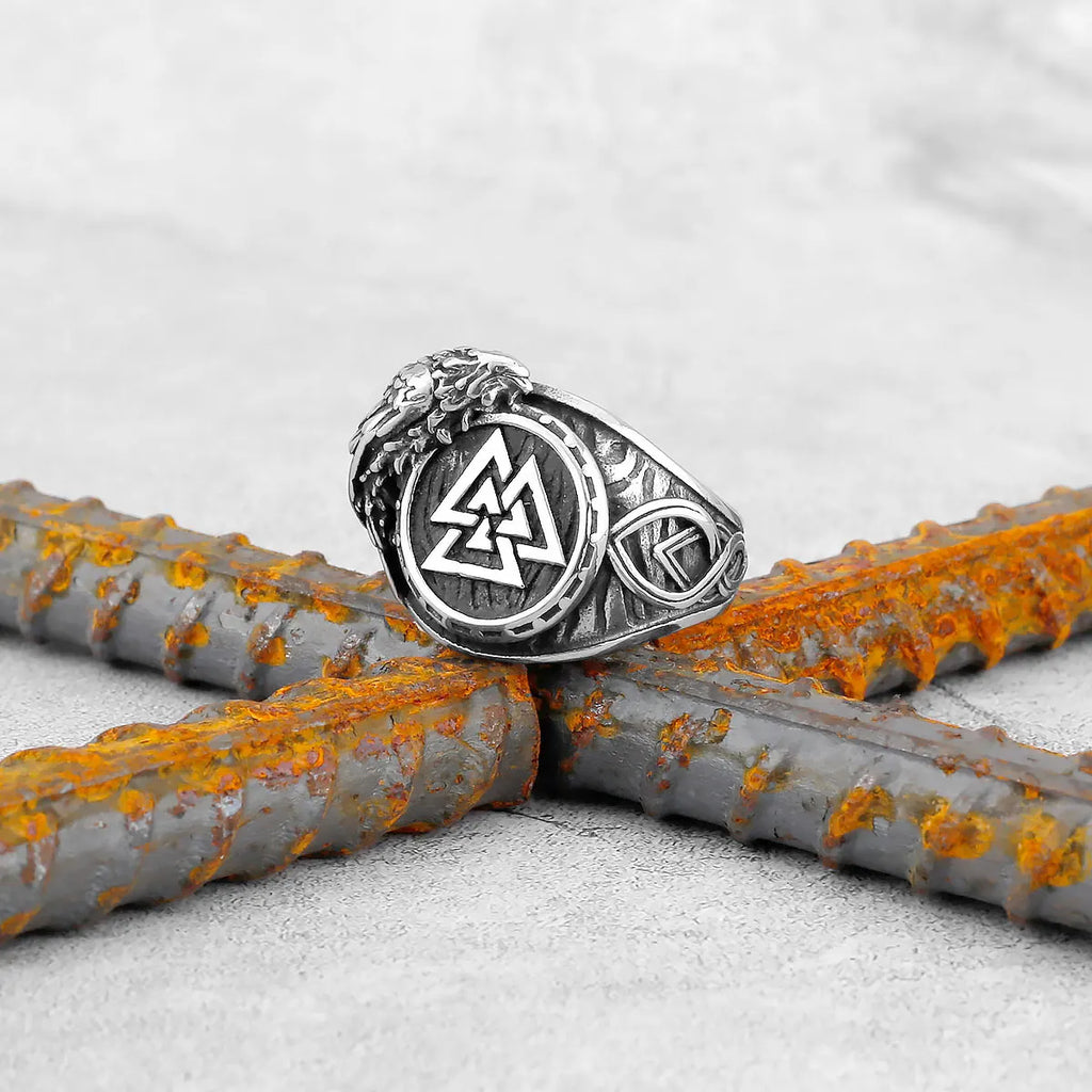 Vintage Edelstahl Wikinger Amulett Ring Nordischer Kompass Runen Männer und Frauen Ringe Teenager Multi Style Schmuck Freund Geschenk