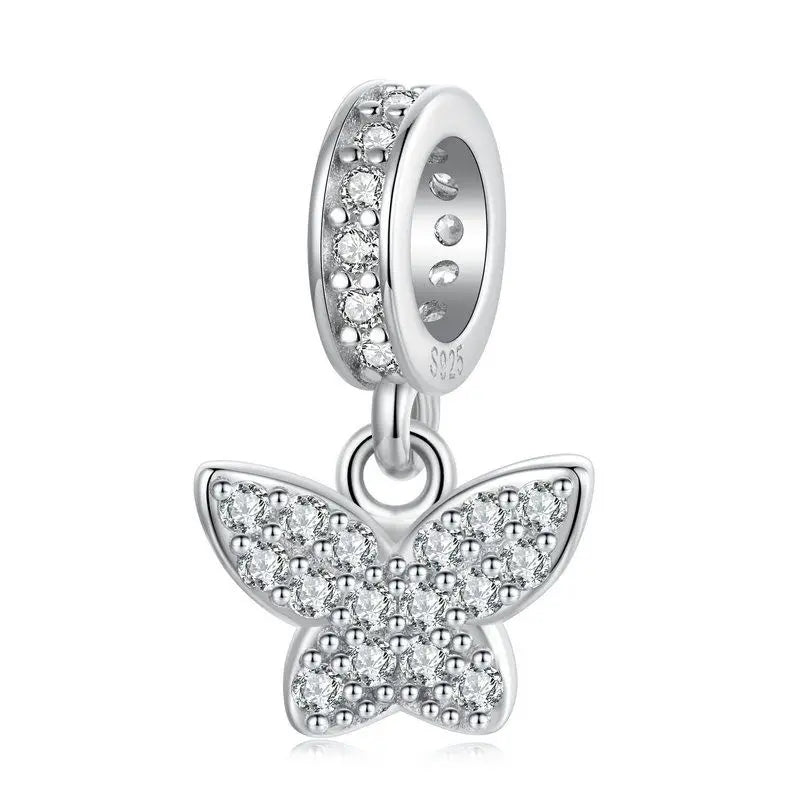 WOSTU Echt 925 Sterling Silber Herz Perlen Blume Retro Muster Charms Anhänger Fit Original DIY Armband Halskette Silber Schmuck