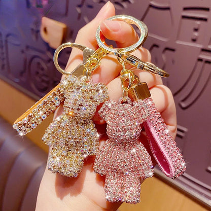 Nette Strass Quaste Bär Schlüsselbund Paar Schlüsselbund Mädchen Dekoration Kleine Anhänger Auto Schlüssel Ring Student Tasche Anhänger