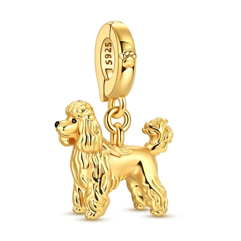 Goldfarbene Charms aus 925er Sterlingsilber, original goldene Sicherheitskette, runder Abstandshalter-Clip-Charm, DIY-Schmuck für Damen, Armband, Geschenk