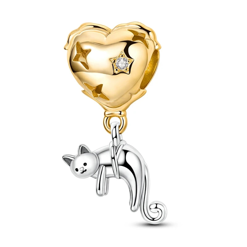 Original-Charm-Perlen aus 925er-Sterlingsilber, goldener Leopard, Glühwürmchen, Schmetterling, Heißluftballon-Perlen, passend für DIY-Armbänder, edler Schmuck