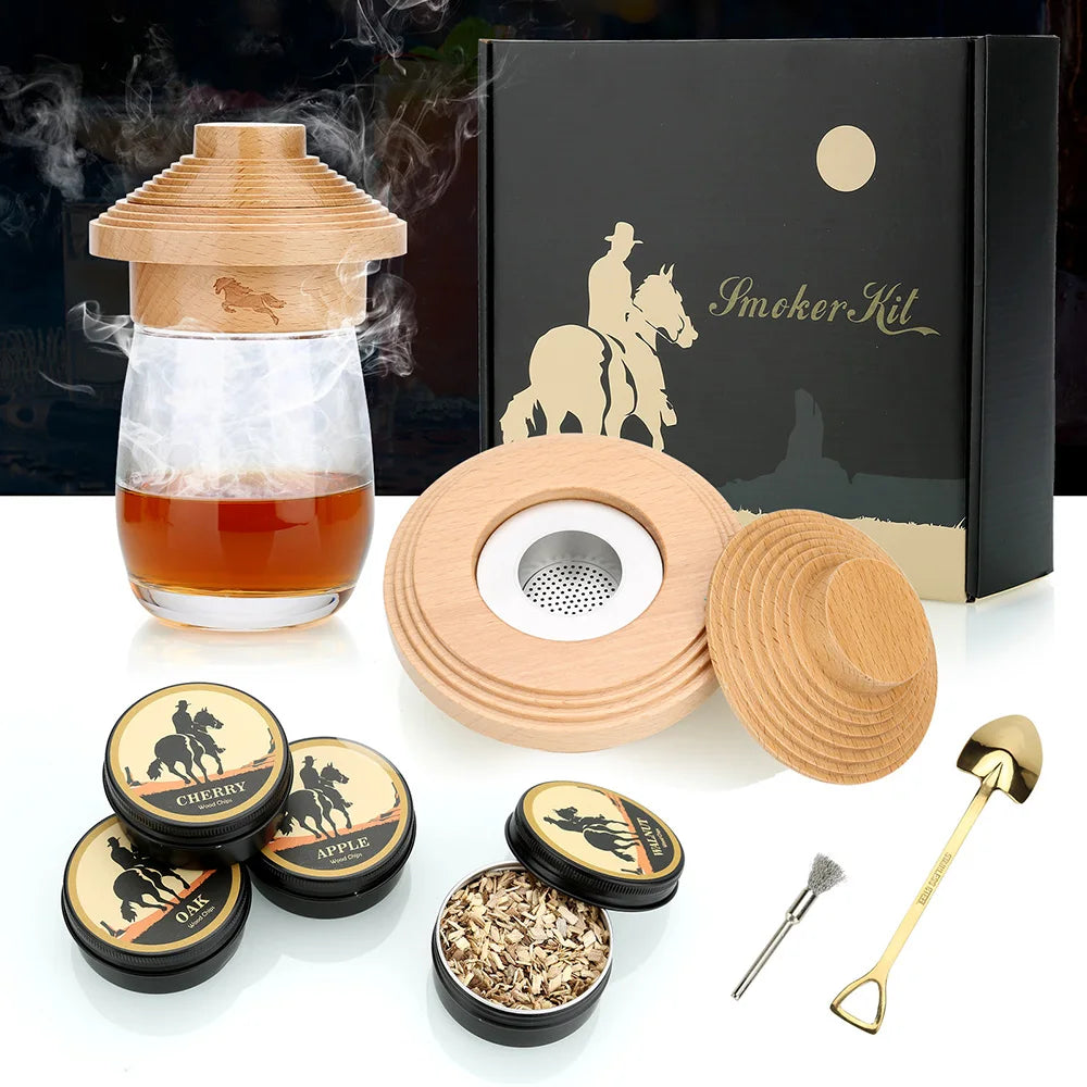 Cocktail-Räucher-Set, Rauch-Set, altmodisches Whiskey-Räucher-Getränk-Set, Cocktail-Zubehör für Whisky, Getränk