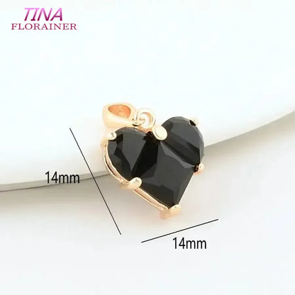 3PCS 14MM 14K Gold Farbe Messing mit Zirkon Herz Halskette Charms Anhänger Ohrringe Schmuck Machen Liefert Zubehör