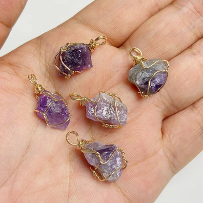 5 stücke Natürlichen Rauhen Stein Anhänger Unregelmäßige Form Healing Amethysten Labradorit Agat Quarz Anhänger Für DIY Handgemachte Halskette