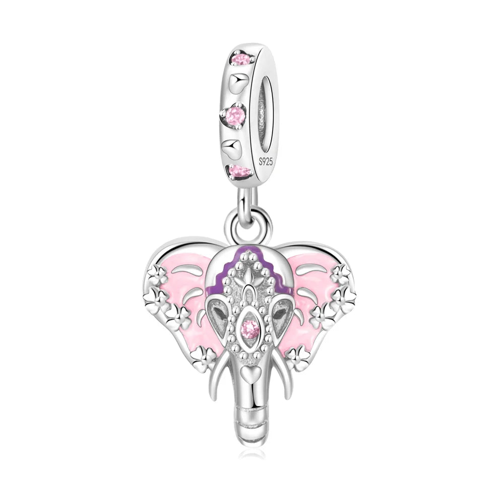 Charm-Anhänger aus 925er-Sterlingsilber mit Oktopusperlen und Stammbaum und Herz, passend für Schlangenarmband, Boutique-Halskette, rosa Anhänger, Geschenk
