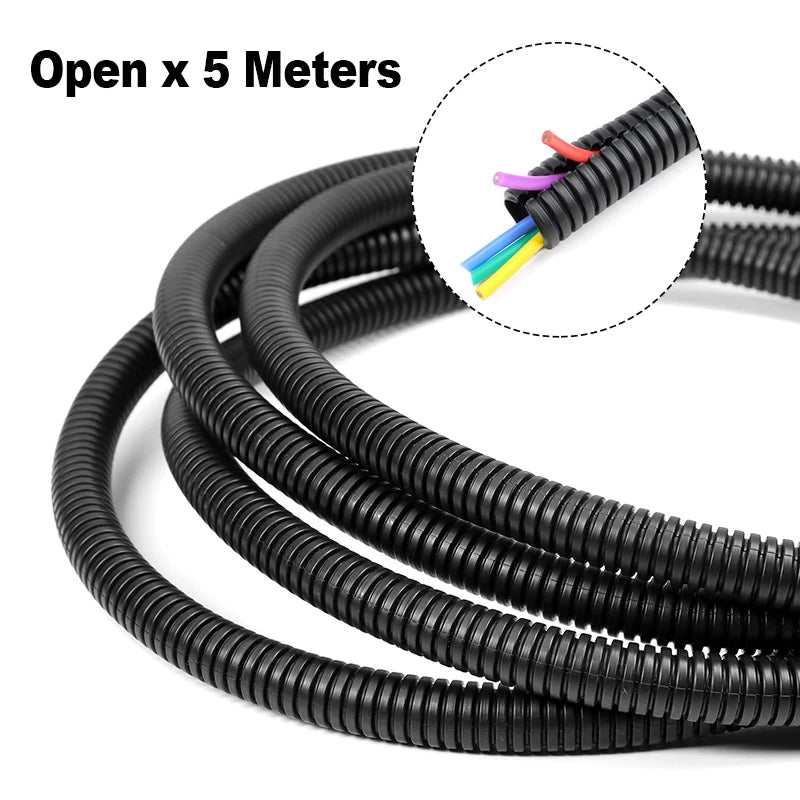 5 Meter Wellrohr 7,5 mm – 34,5 mm Autokabel, hitzebeständig, isolierter Rohrgurt, Motorausrüstung, Schutzhülle