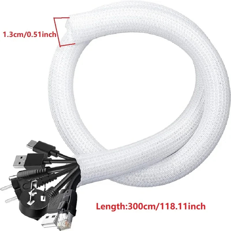 1 m, 3 m, 5 m, geflochtene Kabelhülle, Haustier-Nylon-Wickelhülle für Schreibtisch, PC, TV, Drahtschutz, Kabelmanagement-Wrap