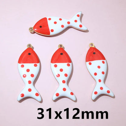 10 Stück Edelstahl Emaille Fisch Charms Anhänger 31x12mm DIY Schmuck Making Zubehör Erkenntnisse für Halsketten Ohrringe Armbänder