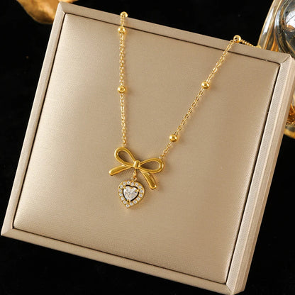EILIECK 316L Edelstahl Metall Goldene Kette Teardrop Bling Zirkonia Halskette 18K PVD Überzogene Wasserdicht Mode Schmuck Frauen