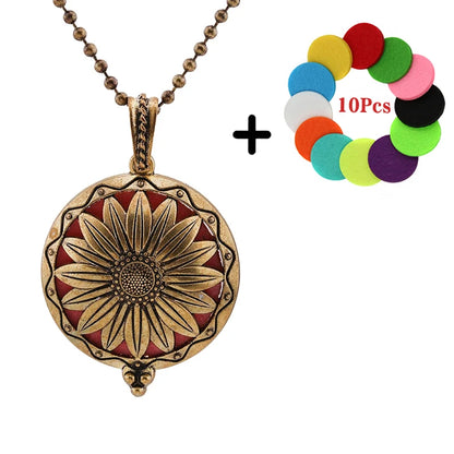 Beliebte Design Mode Aromatherapie Halskette Lotus Parfüm Medaillon Schmuck Ätherisches Öl Diffusor Anhänger Unisex Für Dropshipping