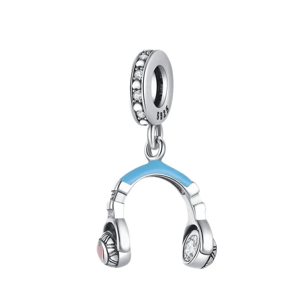 Blaue Serie 925 Sterling Silber Eidechsen-Herz Roboter Kaffee Mit Blumen Charms Passend für DIY Armband Halskette Casual Party Geschenke