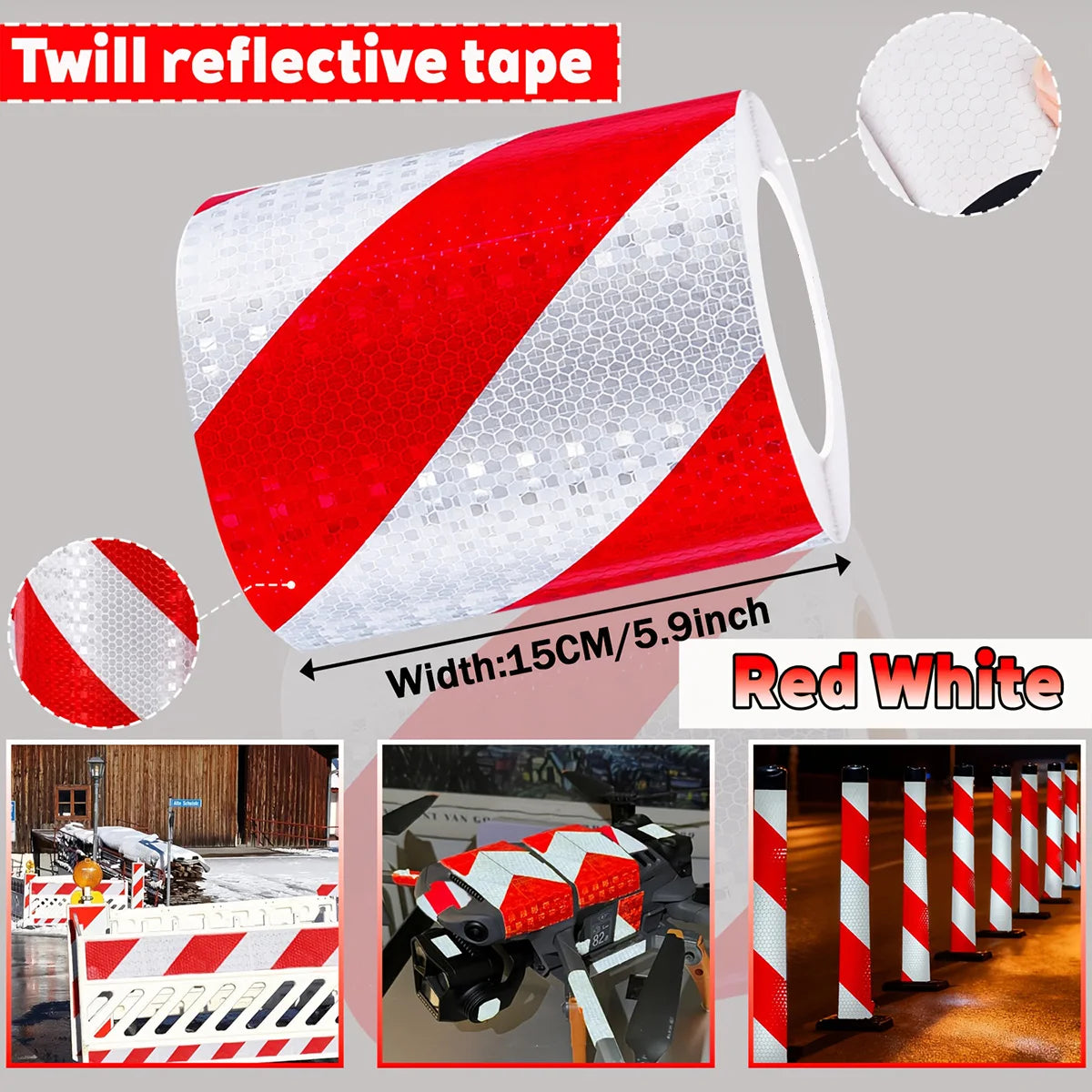 Reflektierendes Twill-Klebeband, hohe Sichtbarkeit, selbstklebender Sicherheitswarnaufkleber, Auffälligkeit für LKW