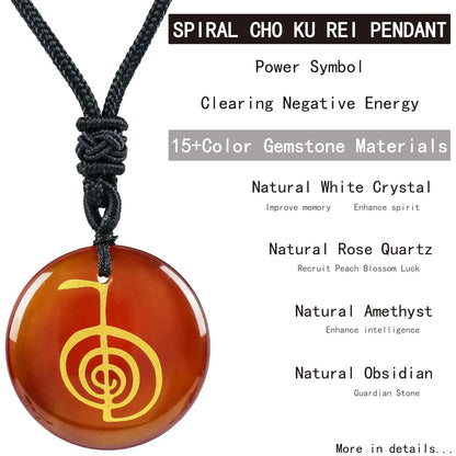 Heißer natürlicher Kristall quarz cho ku rei Reiki Energie symbol Anhänger alte spirituelle Heilung Halsketten Anhänger Frauen Mann Schmuck