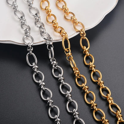 1 Stück Damen Herren Edelstahl handgefertigt ovale Kette Halskette Armband hochwertige große Kette Halskette Punk schwerer Schmuck