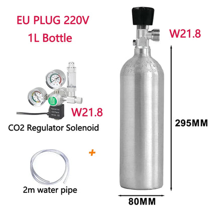 CO2-Zylinderflasche 1L mit Regler, Magnetventil, Sauerstoffgenerator für Aquarien, DIY-Blasenzähler-Steuerungssystem