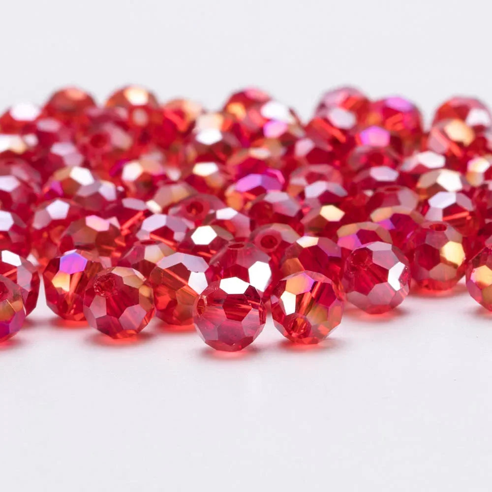 3 4 6 8 MM Rote Tschechische Runde Glaskugel Perlen Für DIY Armband Schmuck Machen Handwerk Zubehör Lose Doppelkegel Kristall Facted Bead