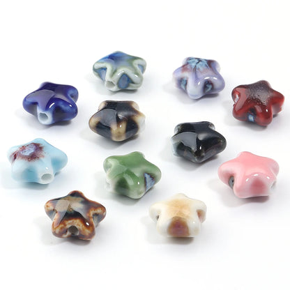 5 teile/los Keramik Stern Perlen Bunte 15x13,5mm Porzellan Lose Spacer Perlen Für DIY Schmuck Machen Armband halskette Zubehör