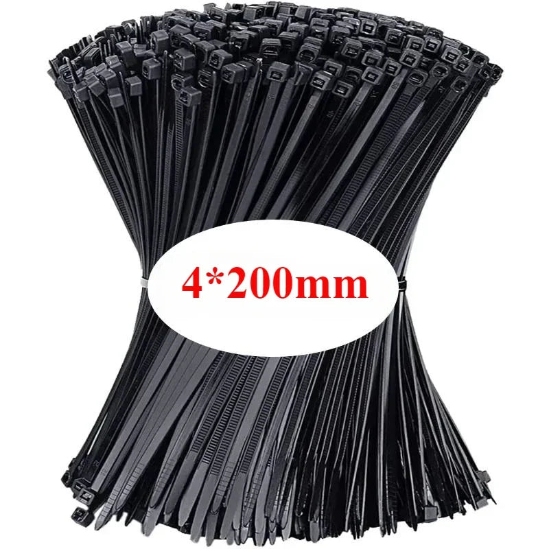 Mehrzweck-Kabelbinder aus schwarzem Kunststoff, verdickter Schnallen-Kabelbinder, selbstsichernder Nylon-Kabelbinder